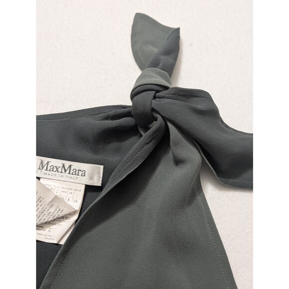 Max Mara Midi Dress Silk Green Sheath A Line Pockets Sz 4 Lined Minimalist - Picture 4 of 16